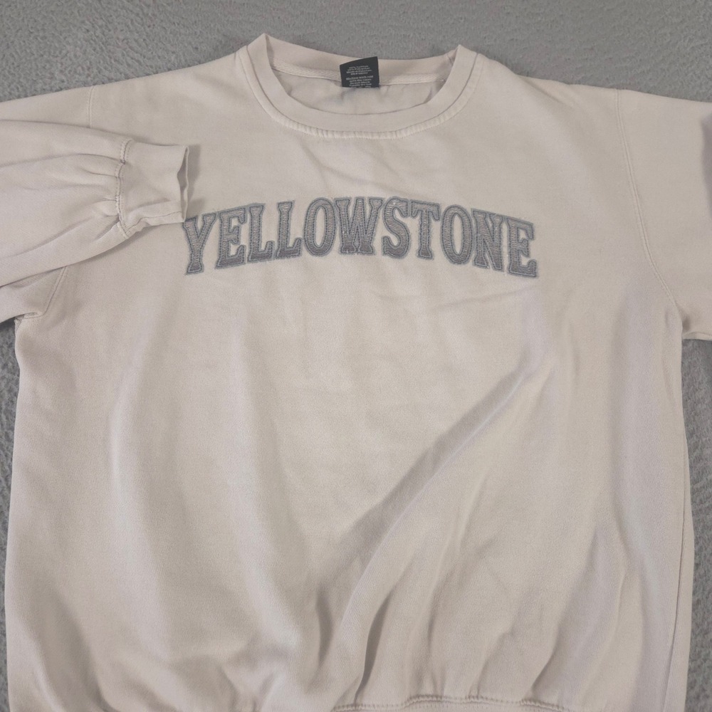 Prairie Mountain Sweatshirt Mens Large Off White Yellowstone Embroidered Top